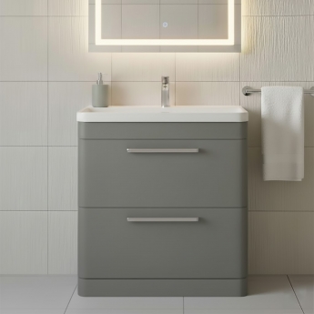Hudson Reed Solar Floor Standing Vanity Unit with Thin-Edged Basin 800mm Wide - Cool Grey | Product Image