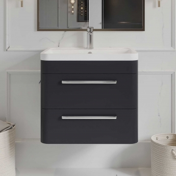 Hudson Reed Solar Wall Hung Vanity Unit with Polymarble Basin 600mm Wide - Indigo Blue