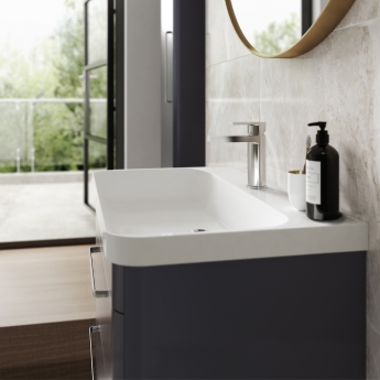 Hudson Reed Solar Wall Hung Vanity Unit with Thin-Edged Basin 600mm Wide - Indigo Blue | Product Image