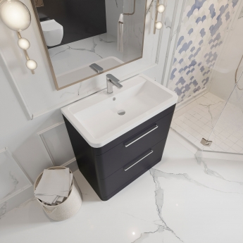 Hudson Reed Solar Floor Standing Vanity Unit with Ceramic Basin 800mm Wide - Indigo Blue
