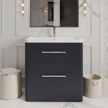 Hudson Reed Solar Floor Standing Vanity Unit with Ceramic Basin 800mm Wide - Indigo Blue