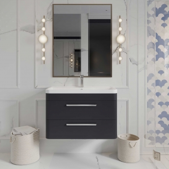 Hudson Reed Solar Wall Hung Vanity Unit with Ceramic Basin 800mm Wide - Indigo Blue