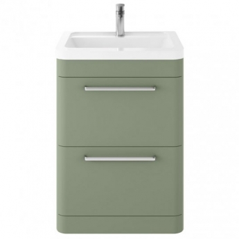 Hudson Reed Solar Floor Standing Vanity Unit with Ceramic Basin 600mm Wide - Fern Green