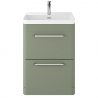 Hudson Reed Solar Floor Standing Vanity Unit with Thin-Edged Basin 600mm Wide - Fern Green | Product Image