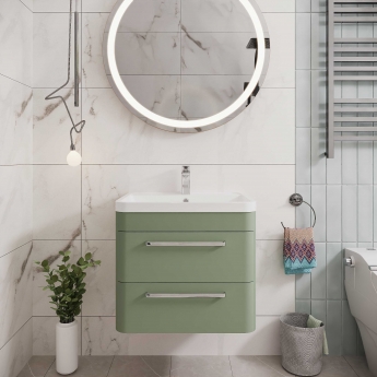 Hudson Reed Solar Wall Hung Vanity Unit with Ceramic Basin 600mm Wide - Fern Green