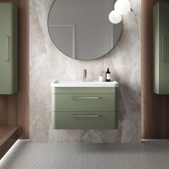 Hudson Reed Solar Wall Hung Vanity Unit with Polymarble Basin 600mm Wide - Fern Green | Product Image