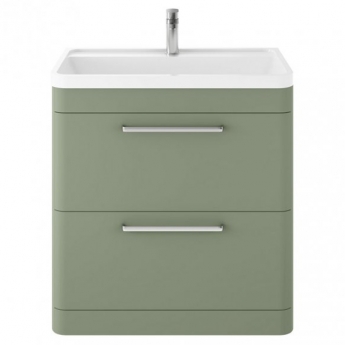 Hudson Reed Solar Floor Standing Vanity Unit with Polymarble Basin 800mm Wide - Fern Green