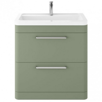 Hudson Reed Solar Floor Standing Vanity Unit with Ceramic Basin 800mm Wide - Fern Green