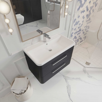 Hudson Reed Solar Wall Hung Vanity Unit with Polymarble Basin 800mm Wide - Fern Green