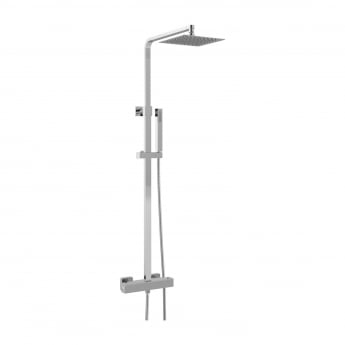 Hudson Reed Luxury Square Thermostatic Bar Mixer Shower with Shower Kit and Fixed Head - Chrome