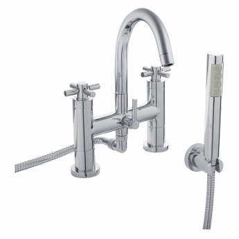 Hudson Reed Tec Crosshead 3-Hole Basin Mixer Tap and Bath Shower Mixer Tap - Chrome