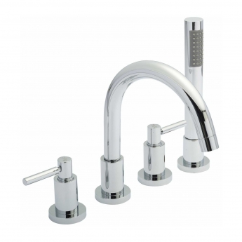 Hudson Reed Tec Lever 4-Hole Bath Shower Mixer Tap with Shower Kit and Hose Retainer
