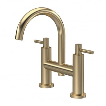 Hudson Reed Tec Lever Bath Filler Tap Pillar Mounted - Brushed Brass
