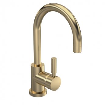 Hudson Reed Tec Single Lever Side Action Mono Basin Mixer Tap with Waste - Brushed Brass