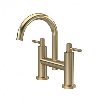 Hudson Reed Tec Lever Bath Filler Tap Pillar Mounted - Brushed Brass