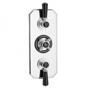 Hudson Reed Topaz Black Concealed Shower Mixer with Slider Rail Kit and Fixed Head - Chrome