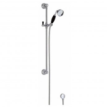 Hudson Reed Topaz Black Concealed Shower Mixer with Slider Rail Kit and Fixed Head - Chrome