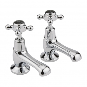 Hudson Reed Topaz Black Crosshead Basin Taps Dome Collar