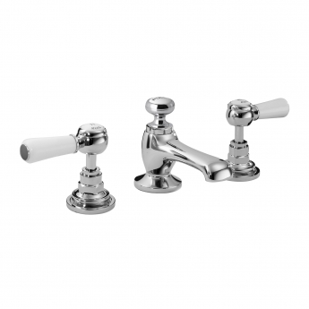 Hudson Reed Topaz 3 Hole Dual Lever Basin Mixer Tap with Pop Up Waste - Chrome
