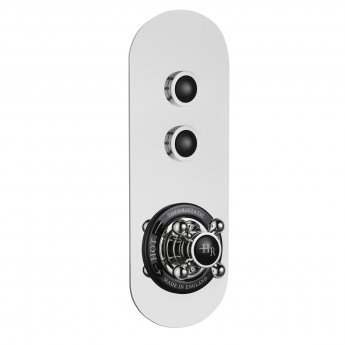 Hudson Reed Black Topaz Dual Outlet Push Button Shower Valve - Chrome