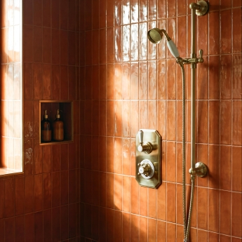 Hudson Reed Topaz Twin Concealed Shower Valve Dual Handle - Brushed Brass | Product Image
