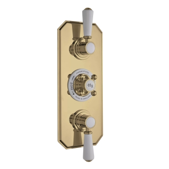 Hudson Reed Topaz Concealed Triple Handle Shower Valve - Brushed Brass | Product Image