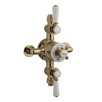 Hudson Reed Topaz Exposed Triple Handle Shower Valve - Brushed Brass | Product Image