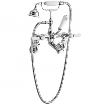Hudson Reed Topaz Hexagonal Lever Bath Shower Mixer Wall Mounted - White Indices