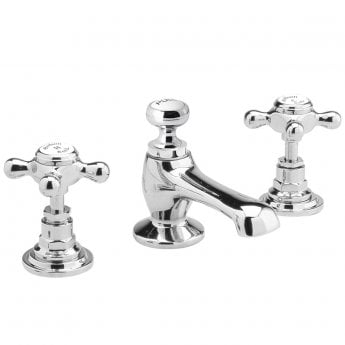 Hudson Reed Topaz 3-Hole Basin Mixer Tap Deck Mounted with Pop Up Waste - Chrome