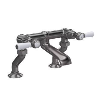 Hudson Reed White Topaz Pillar Mounted Lever Bath Filler Tap - Brushed Pewter | Product Image