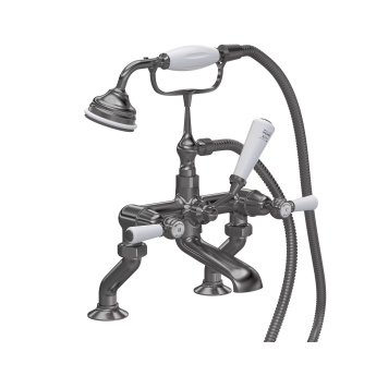 Hudson Reed Topaz Lever Pillar Mounted Bath Shower Mixer Tap - Brushed Pewter | Product Image