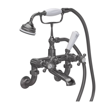 Hudson Reed Topaz Dome Wall Mounted Bath Shower Mixer Tap - Brushed Pewter | Product Image