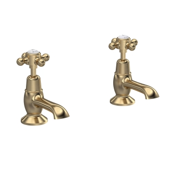 Hudson Reed Topaz Dome Basin Taps Pair - Brushed Brass | Product Image