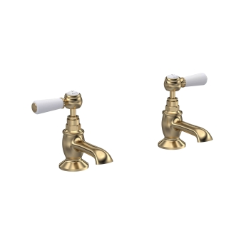 Hudson Reed Topaz Lever Basin Taps Pair - Brushed Brass | Product Image