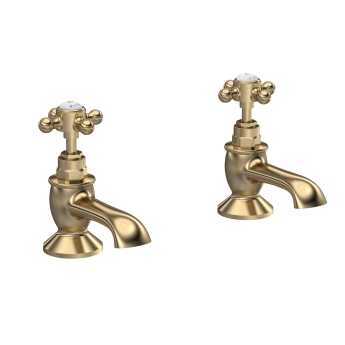 Hudson Reed Topaz Hexagonal Crosshead Bath Taps Pair - Brushed Brass | Product Image