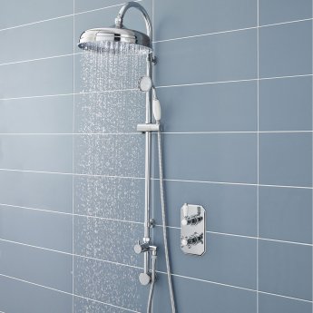Hudson Reed Traditional Shower Riser Kit with Drencher Head with Handset and Elbow - Chrome