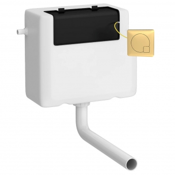 Nuie Universal Access Dual Flush Concealed WC Cistern with Brushed Brass Flush Plate - White