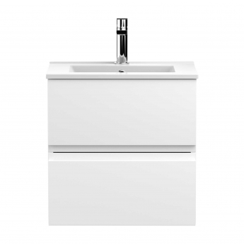 Hudson Reed Urban Wall Hung 2-Drawer Vanity Unit with Basin 2 Satin White - 500mm Wide