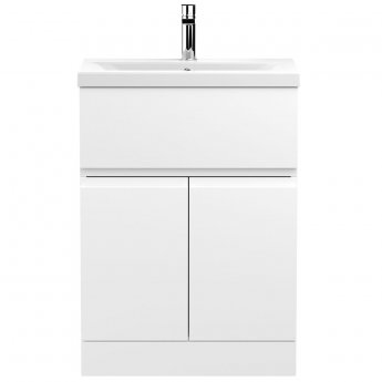 Hudson Reed Urban Floor Standing Vanity Unit with Basin 1 Satin White - 600mm Wide