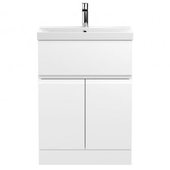 Hudson Reed Urban Floor Standing Vanity Unit with Basin 3 Satin White - 600mm Wide