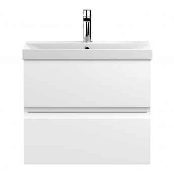 Hudson Reed Urban Wall Hung 2-Drawer Vanity Unit with Basin 3 Satin White - 600mm Wide