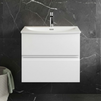 Hudson Reed Urban Wall Hung 2-Drawer Vanity Unit with Basin 4 Satin White - 600mm Wide