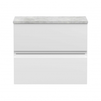 Hudson Reed Urban Wall Hung 2-Drawer Vanity Unit with Bellato Grey Worktop 600mm Wide - Satin White | Product Image