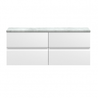 Hudson Reed Urban Wall Hung 4-Drawer Vanity Unit with Bellato Grey Worktop 1200mm Wide - Satin White | Product Image