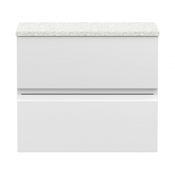 Hudson Reed Urban Wall Hung 2-Drawer Vanity Unit with Carrera Marble Worktop 600mm Wide - Satin White