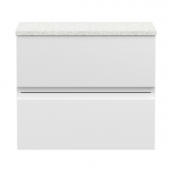 Hudson Reed Urban Wall Hung 2-Drawer Vanity Unit with Carrera Marble Worktop 600mm Wide - Satin White | Product Image