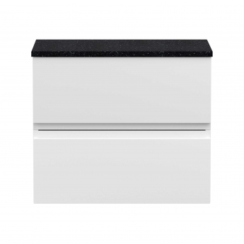 Hudson Reed Urban Wall Hung 2-Drawer Vanity Unit with Sparkling Black Worktop 600mm Wide - Satin White