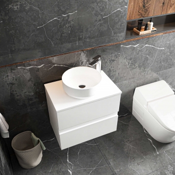 Hudson Reed Urban Wall Hung 2-Drawer Vanity Unit with Sparkling White Worktop 600mm Wide - Satin White