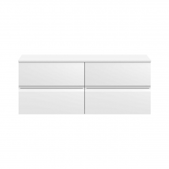 Hudson Reed Urban Wall Hung 4-Drawer Vanity Unit with Worktop 1200mm Wide - Satin White