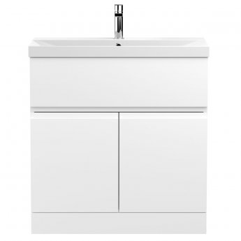 Hudson Reed Urban Floor Standing 2-Door Vanity Unit with Basin 3 Satin White - 800mm Wide | Product Image
